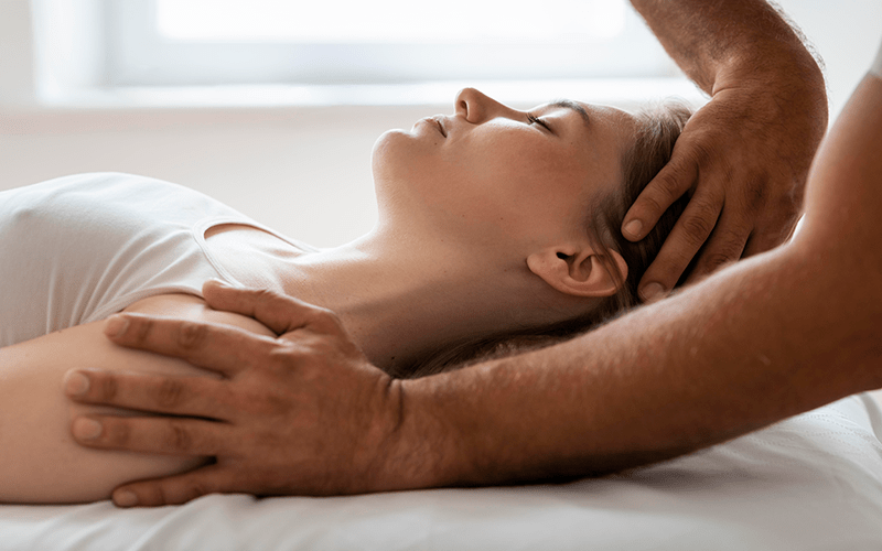 Osteopathic patient receiving massage therapy